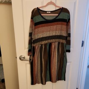 Xhilaration Multicolor Striped Long Sleeve Dress